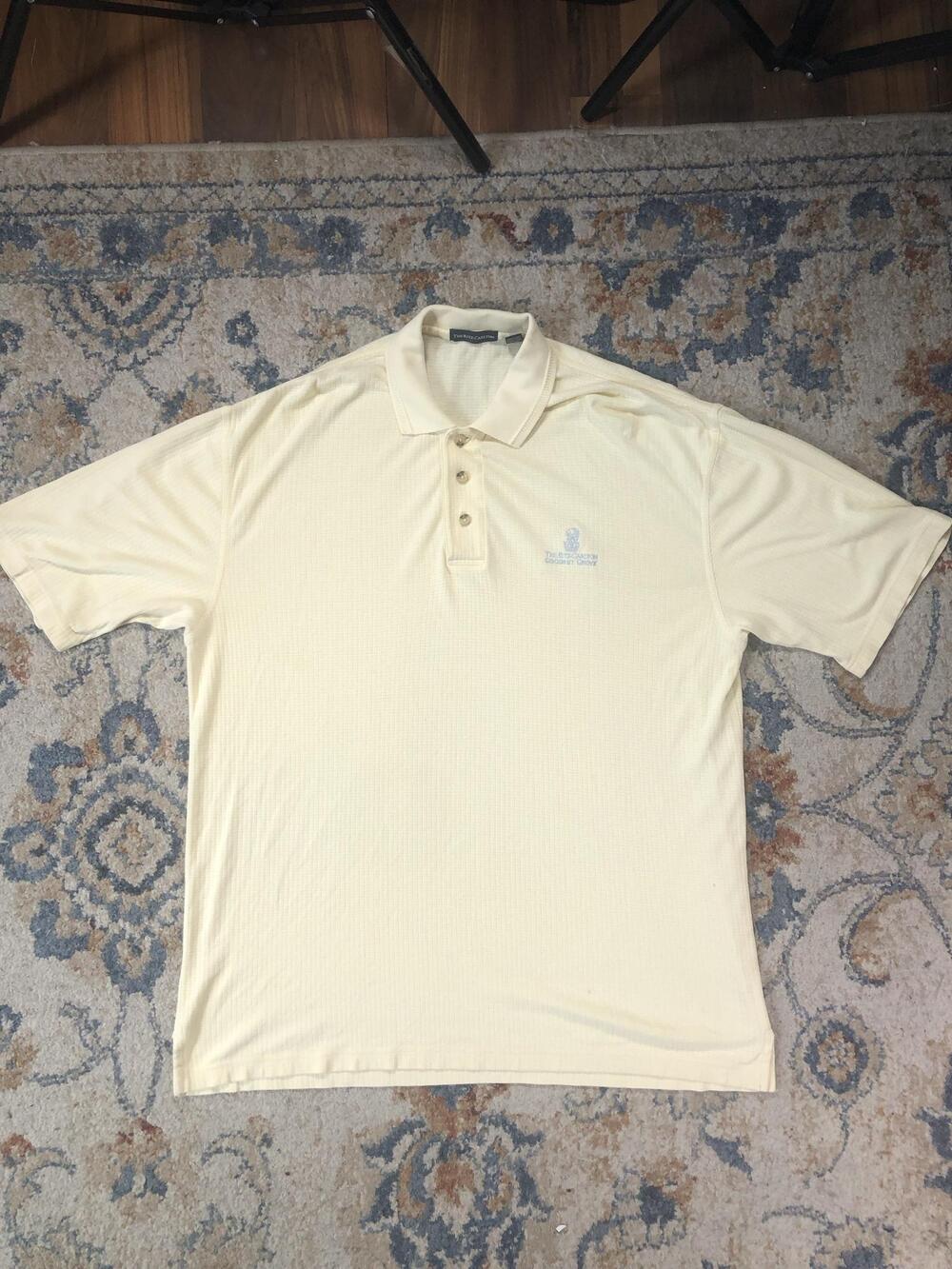 The Ritz-Carlton Polo Shirt Mens Medium Yellow Coconut Grove Logo Short Sleeve